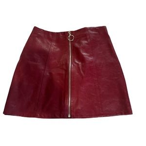 Short skirt ,wine red synthetic leather